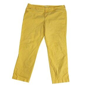 Old Navy Pixie Pants Womens 18 Yellow Chino Cropped Straight Leg Stretch Casual